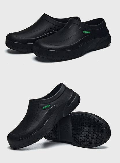 Men's Chef Shoes Waterproof Slip-On Lightweight Soft Anti-Slip Kitchen Hotel Work Shoes Easy to Wear Comfortable Food Service Fo