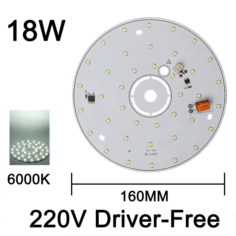 220V Driver-Free Light Panel LED Light Chip DIY Round Nordic Light Source Accessories Replacement Household Chandelier Bulb Patc
