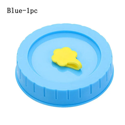 1/4Pcs Cute Universal Mason Jar Lids With Straw Hole 70mm Diameter Storage Wide Mouth Leak Proof Kitchen Supplies