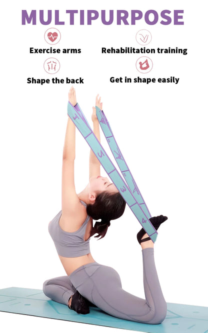 Yoga Pull Strap Belt Latin Dance Stretching Pilates Fitness Sport Elastic Resistance Bands with Yoga Exercis Pattern