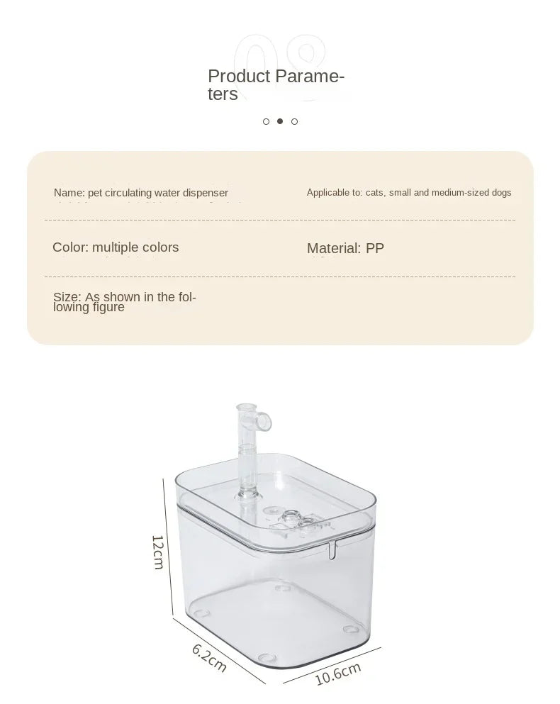 1000ml Automatic Pet Water Fountain Transparent USB Power Cat Water Dispenser for Indoor Dog and Cat Water Feeding Supplies