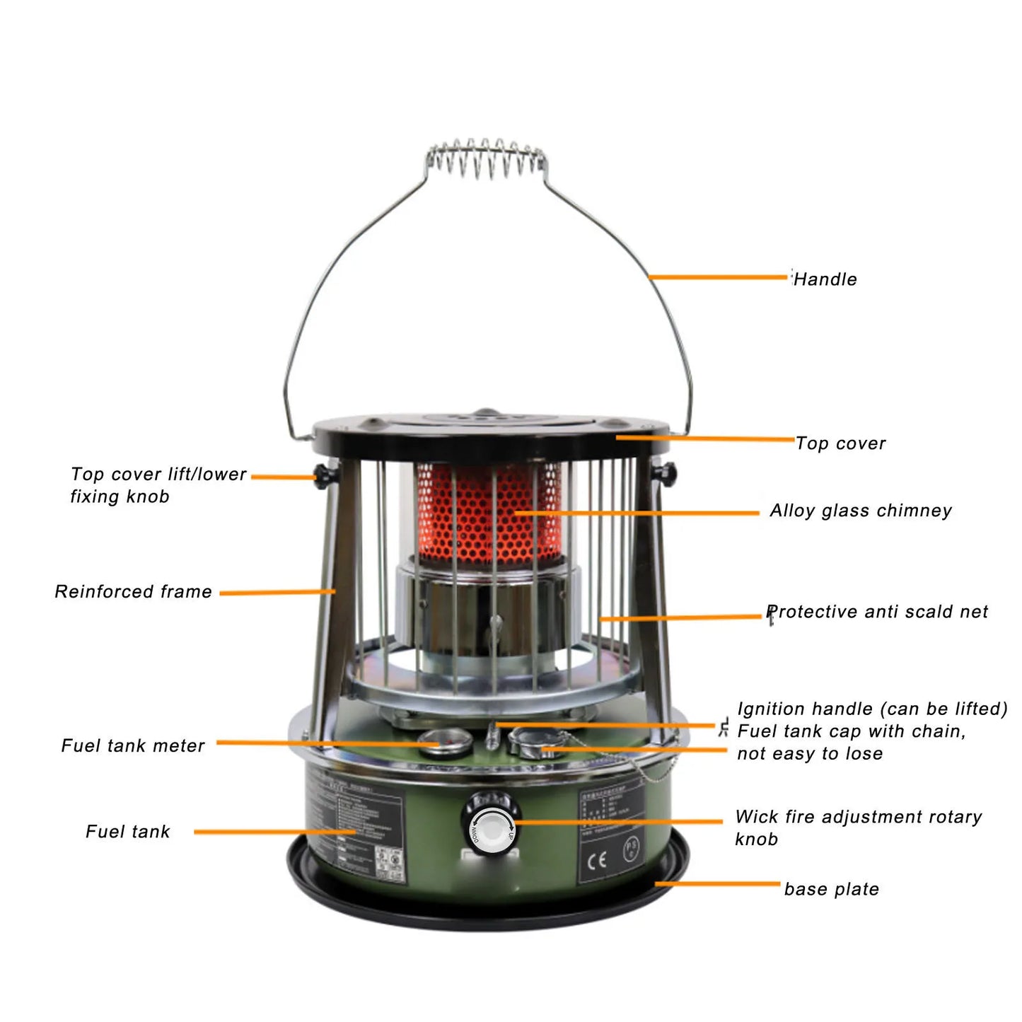 Kerosene Heater Adjustable Height Non Electric Portable 2 in 1 Stove Heater for Camping Garage Adjustable Height Kerosene Heater