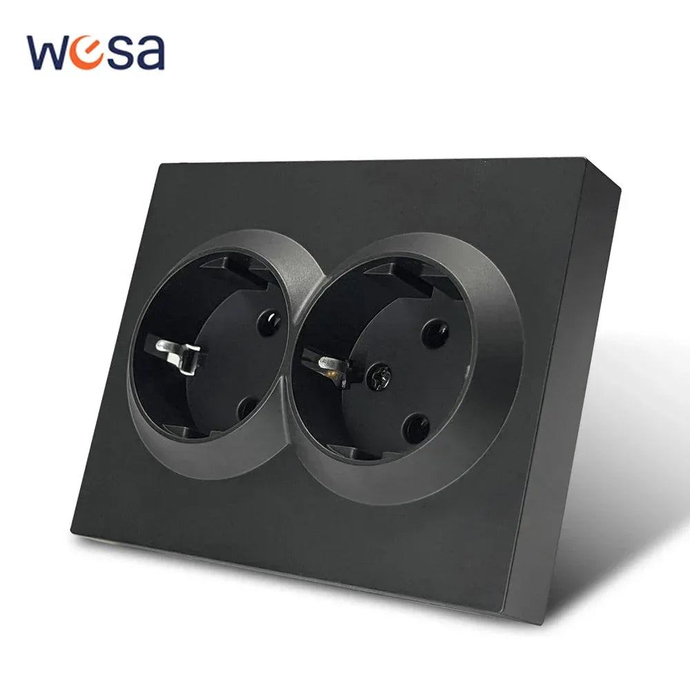 Black 250V With Ground Paint Plastic Plugs Socket AC EU Standard Flame Retardant Electrical Outlets Classic Wall Embedded Socket