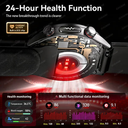 New Blood pressure Non-invasive Health Monitor Airbag Sports Smart Watches ECG+PPG Precise 1.43-inch AMOLED Calls Smartwatch NFC