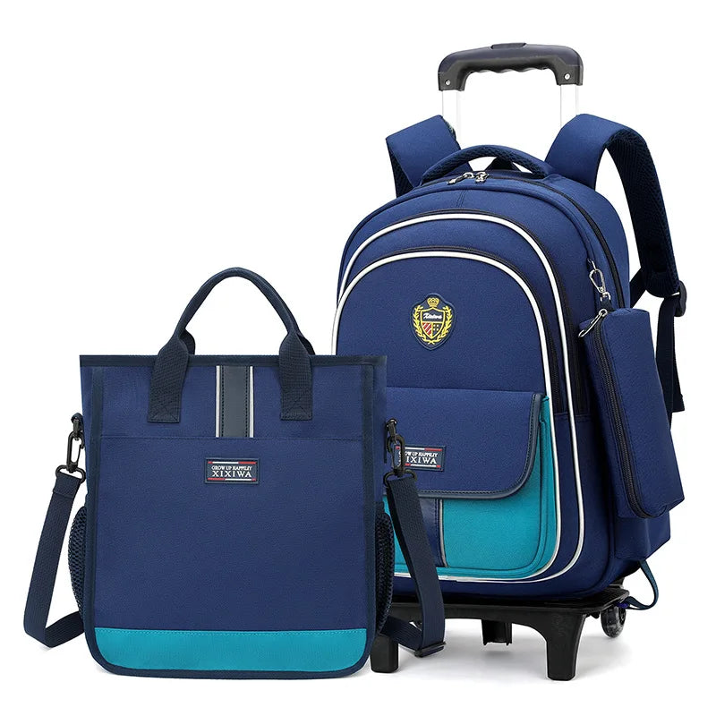 School Bag Kids Rolling Backpack for Boy Girls Wheeled Backpacks With Wheels Trolley Bookbag Carry on Luggage with Shoulder Bags
