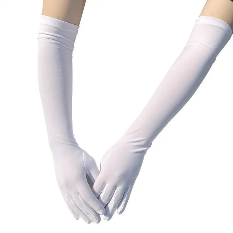 Ladies Mittens Milk Silk Stretch Ladies Gloves Festival Party Group Show Bar Dance Dress Up Gloves 45Cm Long Gloves C013