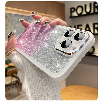 Fashion Bling Glitter Phone Case  For iPhone 16 E 15 Pro Max 14 Plus 13 12 11 Luxury Shockproof Bumper Silicone Clear Back Cover