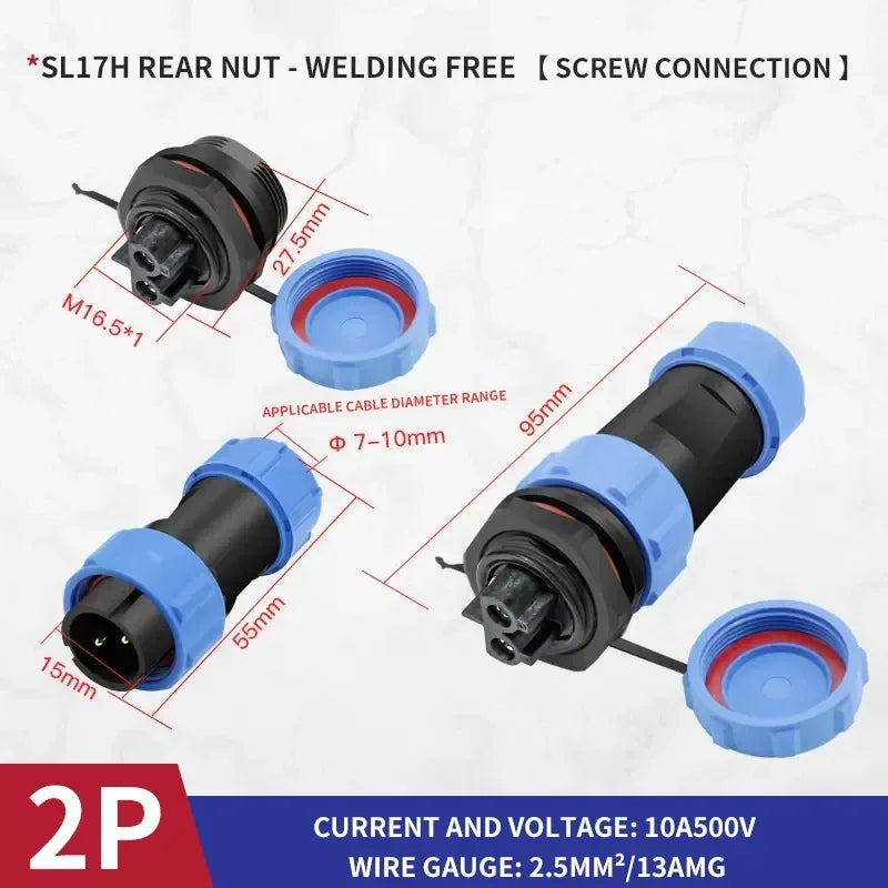 SP17 IP68 2 3 4 5 7 9 Pin Waterproof Connector Cable Adapter  Industrial Panel Mount Wire Connector Plug
