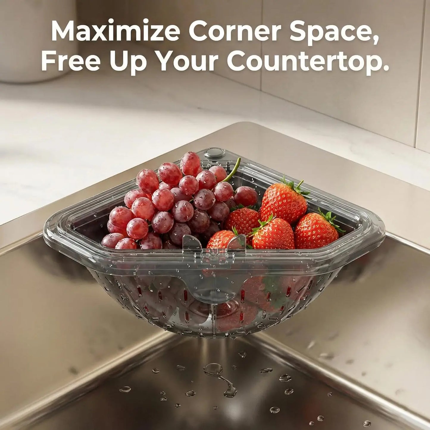 Creative Triangular Sink Drain Basket Transparent Multifunction Kitchen Organizer Hanging Filter Mesh Basket Sink Gadgets