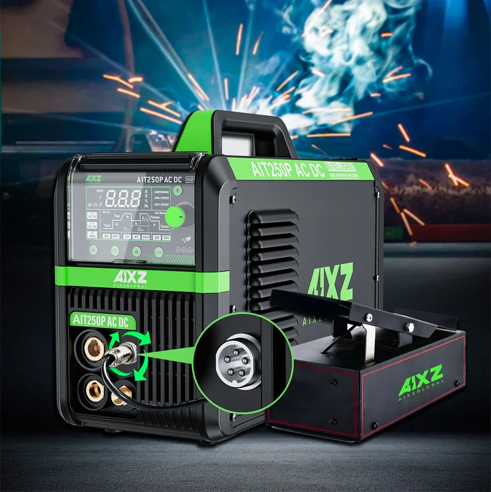AIXZ 250A 5 in 1 HF TIG Welder AC/DC Aluminum Welding MMA/ARC/Argon Digital Pulse 2T/4T IGBT Inverter Stainless Welding Machine