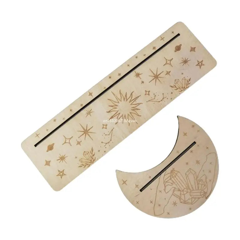 Wooden Stand for Tarot Moon Shape Rectangle Card Set Altar Stand Wood Display Witch Divination Tools Game Accessories Wholesale