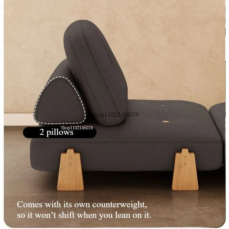 Canapé-lit convertible Nordic Home Lazy Sofa pour petits appartements, canapé en tissu, canapé-lit modulable crème, style tatami.