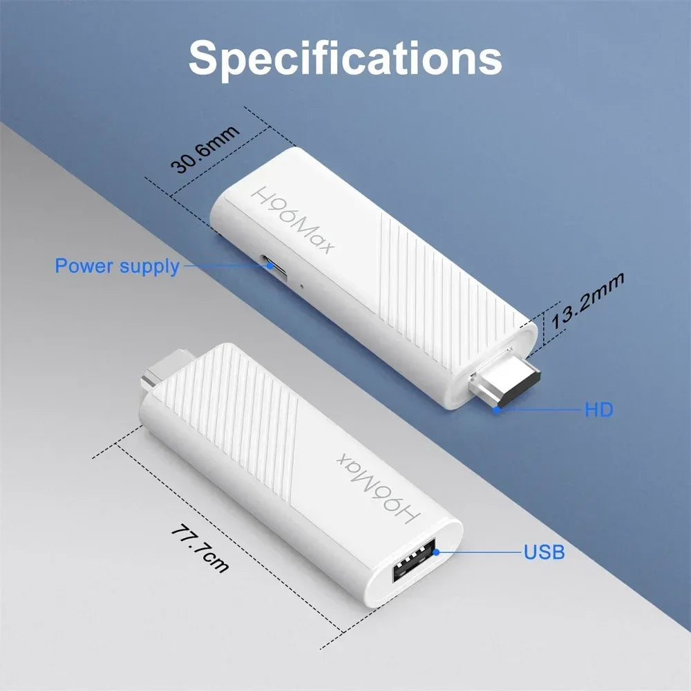 H96 MAX Android Allwinner H313 TV Stick with 2.4G 4K 3D HDR Remote Android 14 BT5.0 Quad Core Home Media Player Voice Assistant