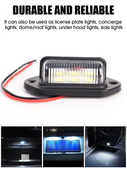 6 LED Universal Car License Light for SUV Truck Trailer Van Tag Step Lamp White Bulbs Car License Plate Lights Car Accessories