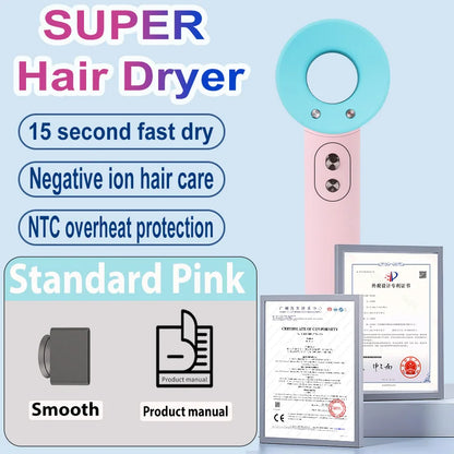 1600W Professinal Leafless Hair Dryer Negative Ion Hair Care Hairdryer Home Powerful Blow dryer Styling Toos Gift For Women