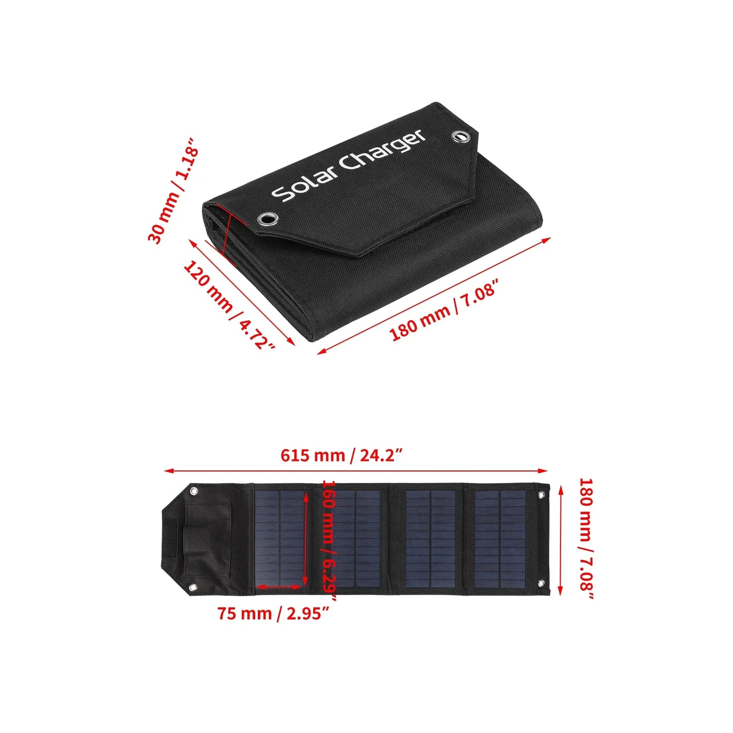 60W-100W Solar Panel 4/5/6 Fold Portable Power Supply Outdoor Emergency USB Mobile Phone Charging with 3 USB Output Cable