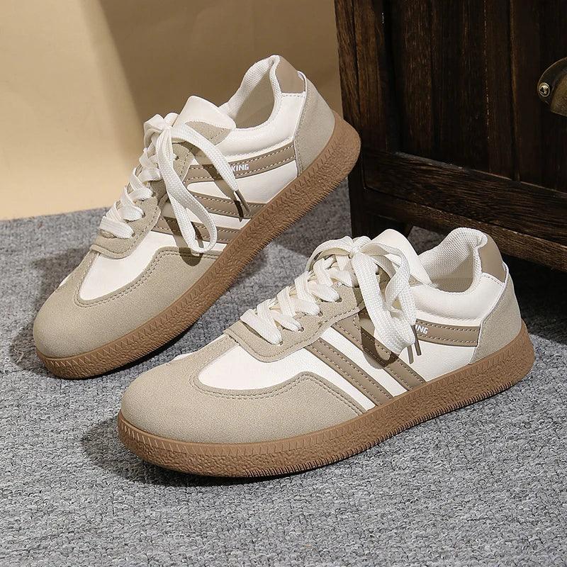 White Platform German Training Shoes Women 2026 Spring Non Slip Thick Sole Casual Sneakers Woman Lace Up Sport Shoes Flats Mujer