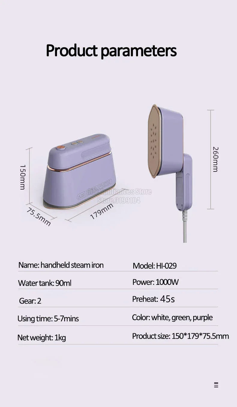 DAEWOO Portable Steam Iron Mini Electric Garment Steamer Clothes Hanging Machine For Travel Business Trip HI-029