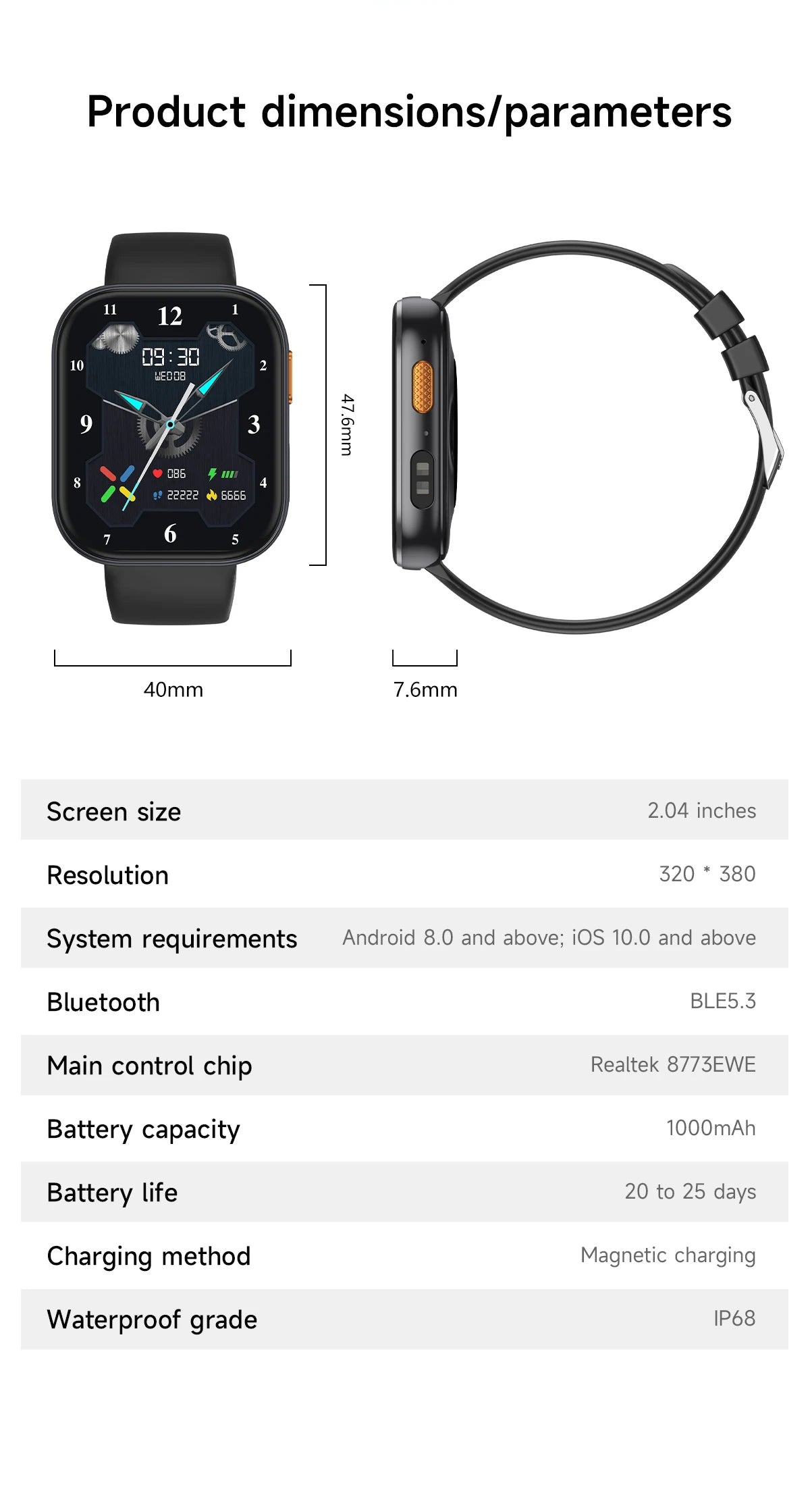 2026 2.04-inch Ultra Smart Watch 1000mAh High Capacity Battery Outdoor Sports Fitness Health Monitoring Smartwatch For Men Women