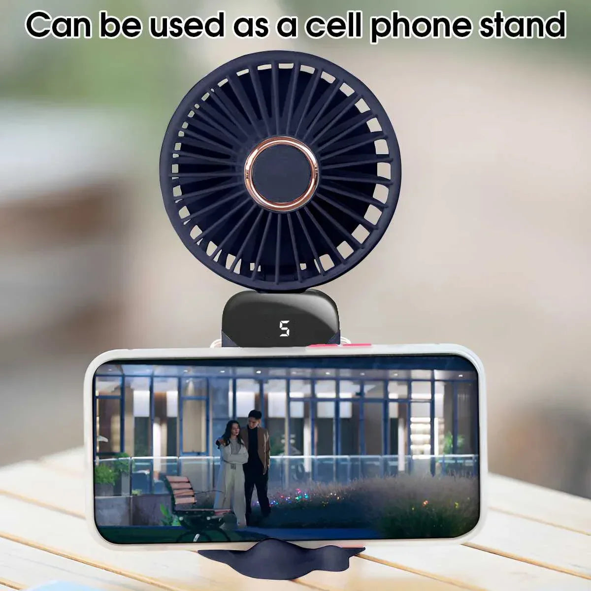 Handheld Mini Fan Foldable Portable USB Charging Neck Fan 1200mAh 5 Speed Settings  Suitable for Home and Outdoor Use