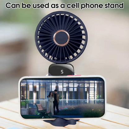 Handheld Mini Fan Foldable Portable USB Charging Neck Fan 1200mAh 5 Speed Settings  Suitable for Home and Outdoor Use