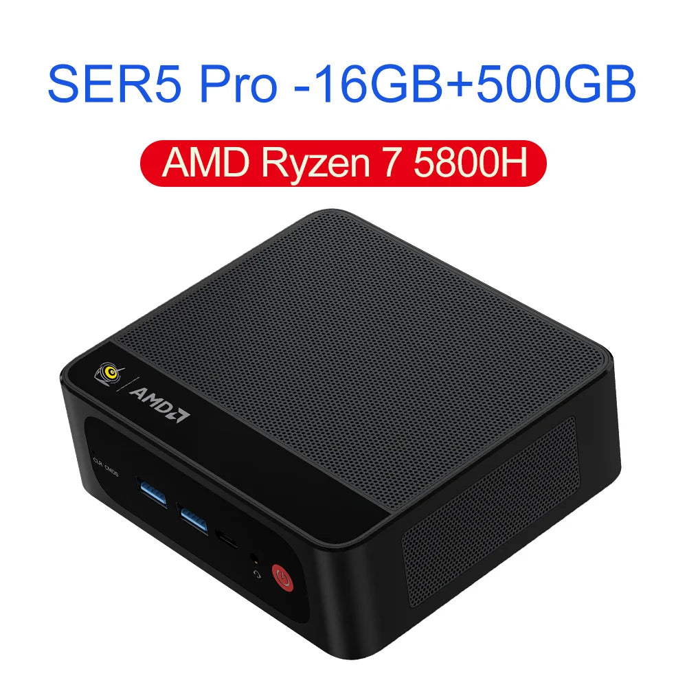 Beelink Mini PC SER5 Max AMD R7 6800U 7735HS R5 5500U R3 3200U 16G 500G NVME Windows Type-C Triple Screen Gamer Mini Computer