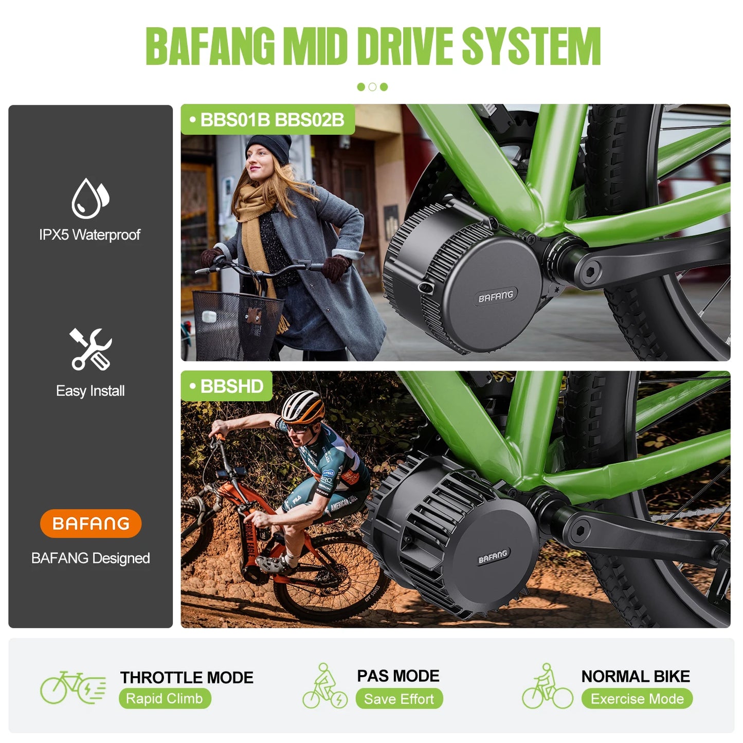 BAFANG Mid Drive Motor 1000W 750W 500W 250W 350W Electric Bike Conversion Kit BBSHD BBS02B BBS01B M615 M325 M215 Ebike Kits