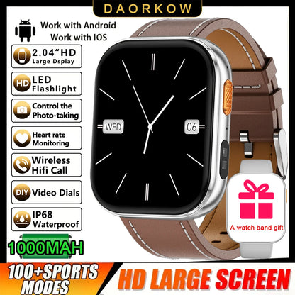 2026 2.04-inch Ultra Smart Watch 1000mAh High Capacity Battery Outdoor Sports Fitness Health Monitoring Smartwatch For Men Women