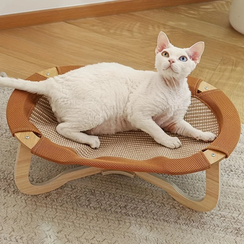 Summer Ice Cooling Pet Bed - Gel-Infused Removable Mat for Cats & Dogs, Breathable Elevated Hammock Design Stays 15°C Cooler
