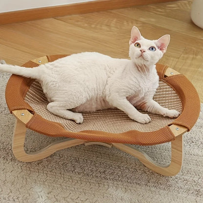 Summer Ice Cooling Pet Bed - Gel-Infused Removable Mat for Cats & Dogs, Breathable Elevated Hammock Design Stays 15°C Cooler