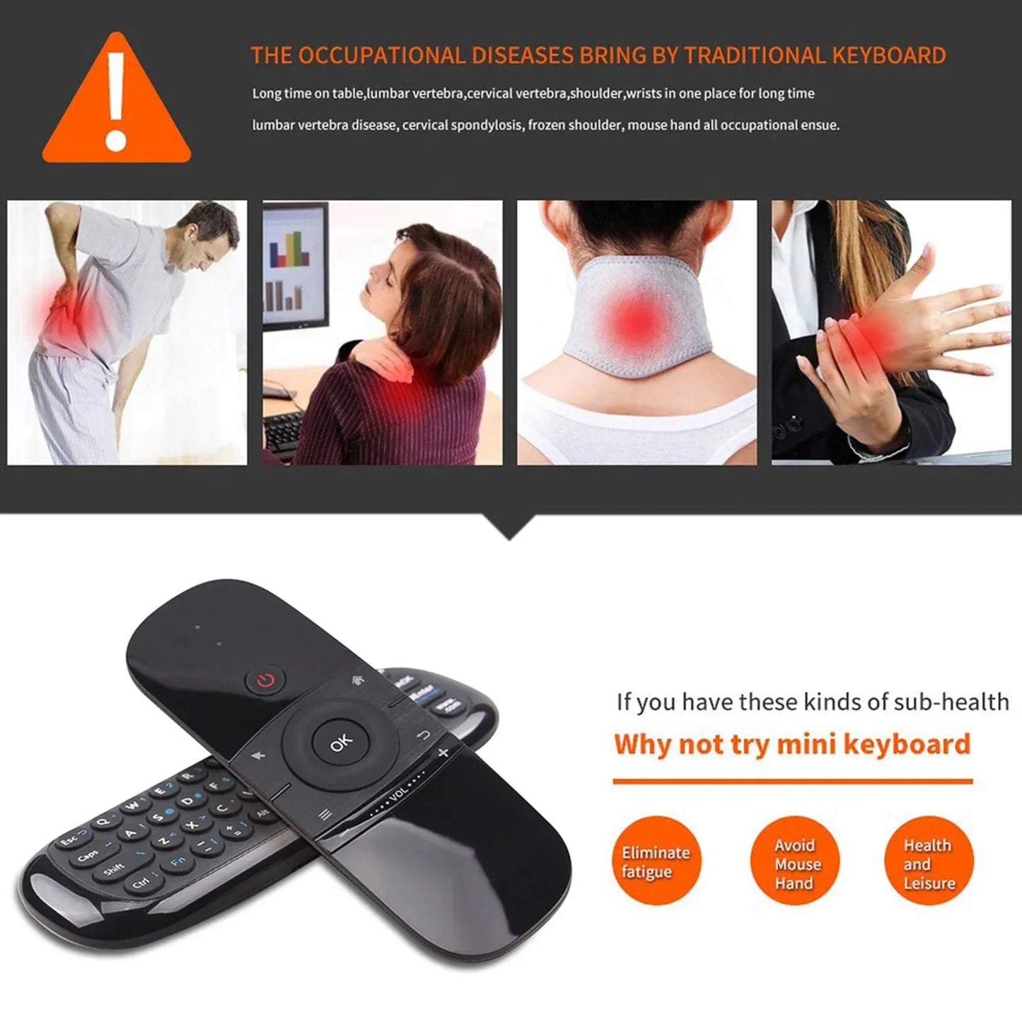 W1 Air Mouse Wireless Keyboard Remote Control 2.4G IR Learning 6-Axis gyroscope Motion Sense for Smart TV Android TV Box PC