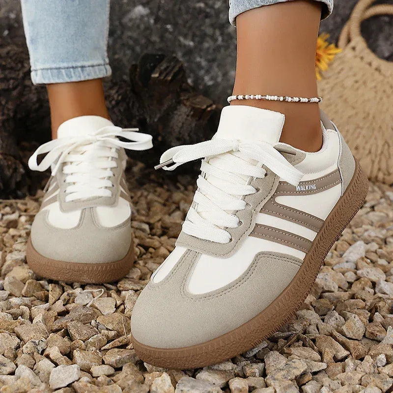White Platform German Training Shoes Women 2026 Spring Non Slip Thick Sole Casual Sneakers Woman Lace Up Sport Shoes Flats Mujer