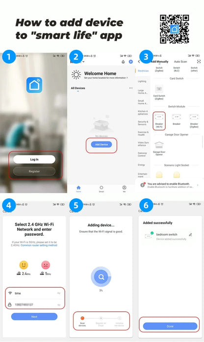 16A Wifi Smart Switch Smart Home Light Switches Module 2 Way Control Work with Tuya Smart Life Alexa Google Home Switch
