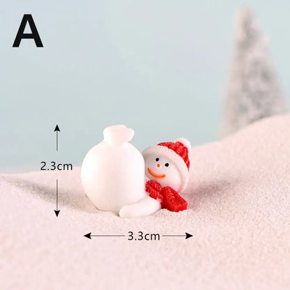 Gift Box Snowman Terrarium Dollhouse Fairy Garden Figures Micro Landscape Ornaments Figurines Christmas Miniature