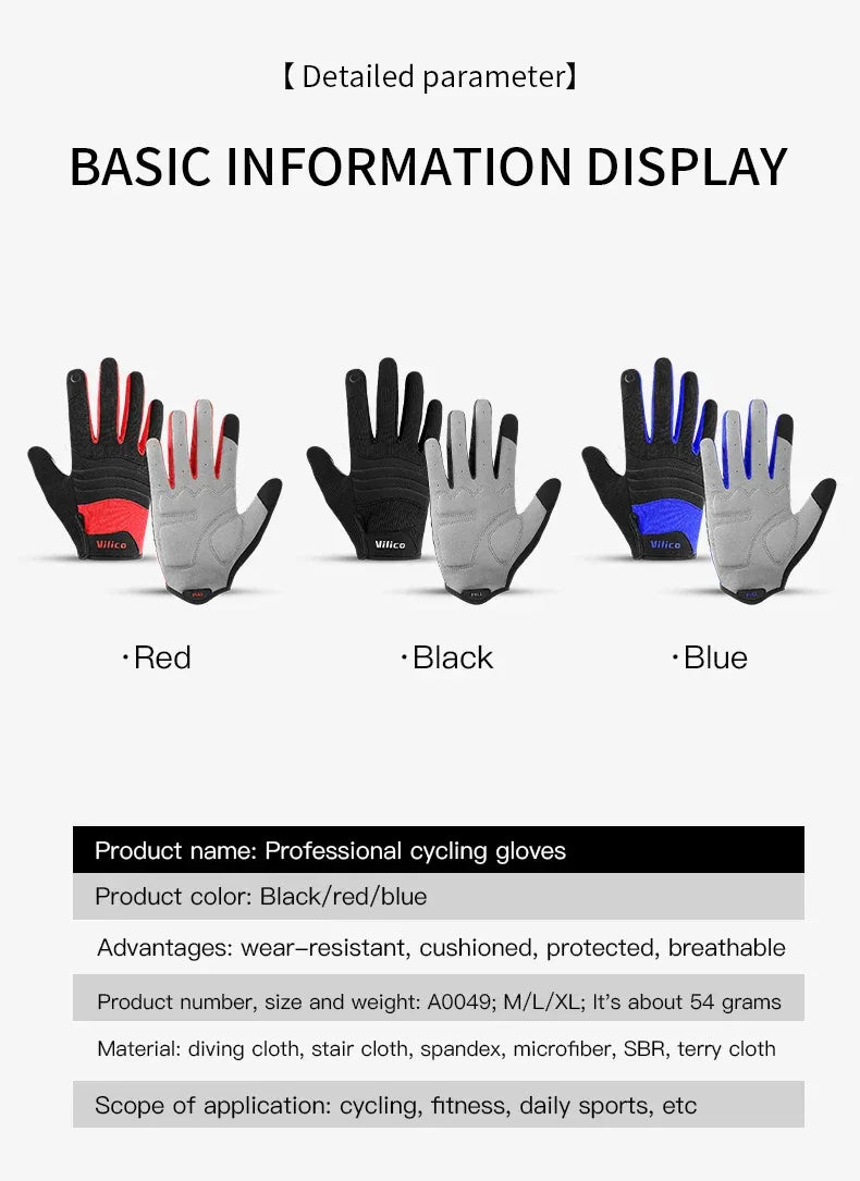 Vilico Outdoor Mountaineering Hiking and Cycling Gloves for Men and Women With Thickened Shock Absorbers Breathable and Non Slip