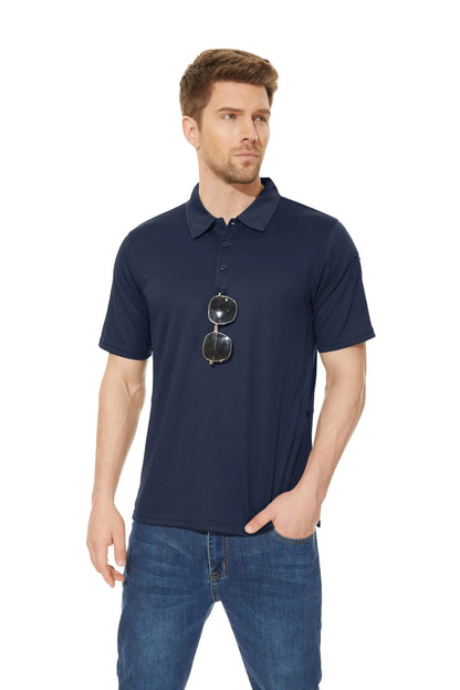 KEFITEVD Summer Golf T-shirts Men's Short Sleeve Quick Drying Polo Shirt Lightweight Outdoor Hiking Camping T-shirts Tee Tops