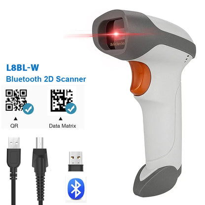 NETUM L8BL-W Wired 2D Barcode Scanner and L8BL-B Blueooth Wireless QR Barcode Reader PDF417 Automatic Sensing for Pos Scanning