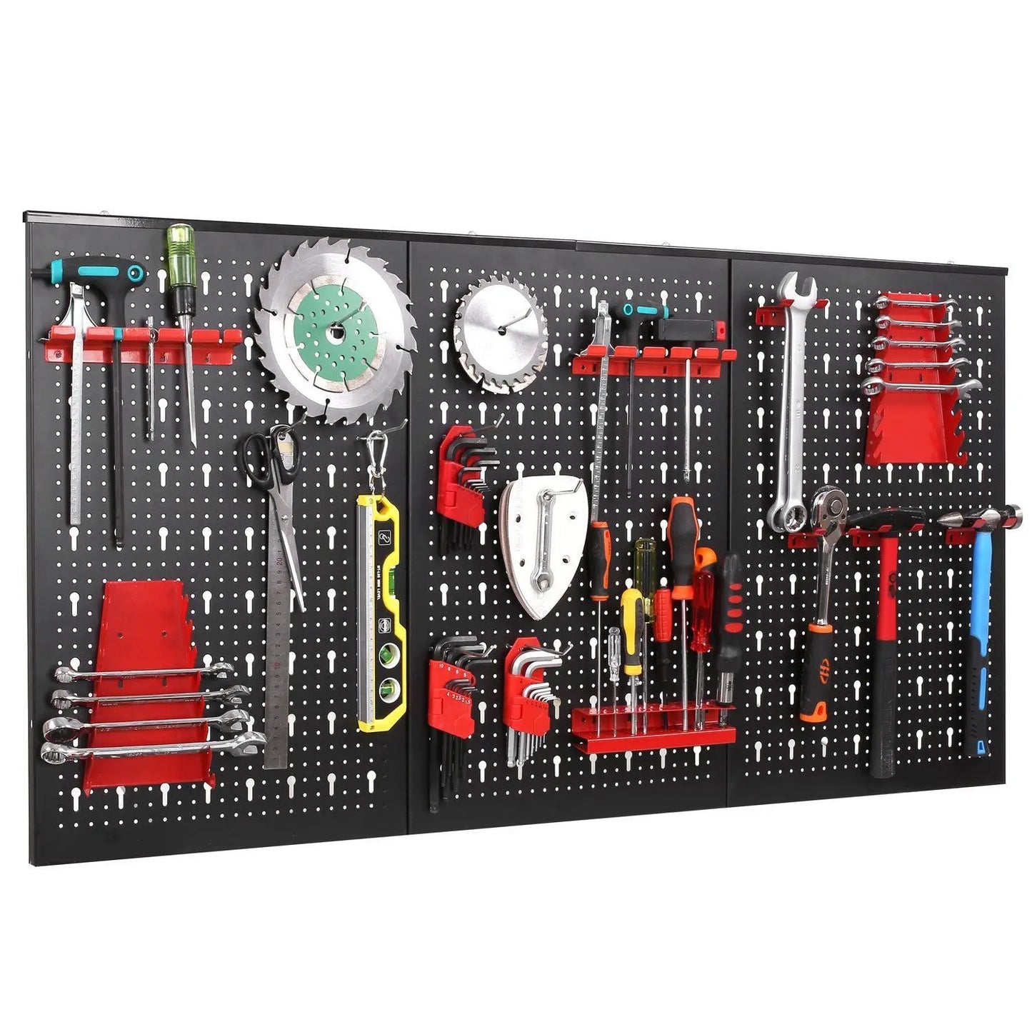 117x55cm Metal Pegboard Wall Organizer with Hooks 17PCS Kit, Garage Storage Bins, and Panel Tool Organizer Pegboard Wall Control