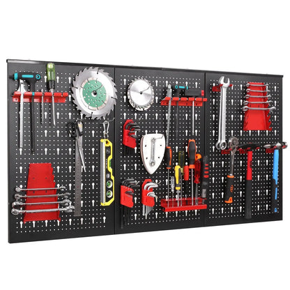 117x55cm Metal Pegboard Wall Organizer with Hooks 17PCS Kit, Garage Storage Bins, and Panel Tool Organizer Pegboard Wall Control