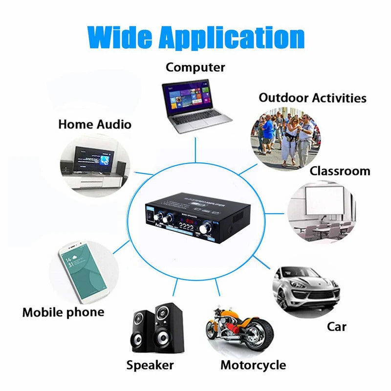 AK35/AV-660BT Audio Power Amplifiers 2 Channel Bluetooth-Compatible HIFI Sound Amplificador 110/220V Home Theater Sound System