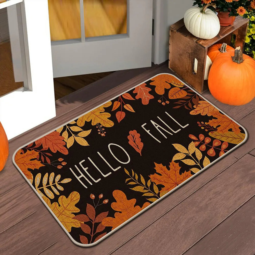 Tapis de porte VIKAMA Halloween Automne Tapis de bienvenue Thanksgiving Tapis antidérapant intérieur/extérieur Décoration intérieure