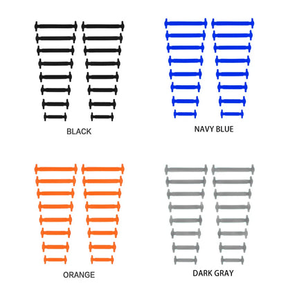 New 16Pcs Elastic Shoe Laces All Sneakers Silicone Stretch Shoelaces Unisex Fashion No Tie Shoelace Rubber Band Shoelaces