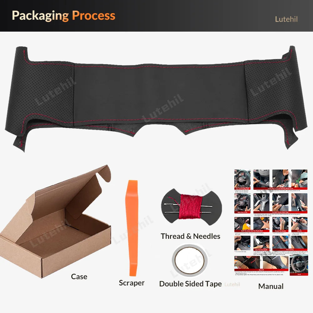 For Seat Ibiza 2004 2005 2006 Custom Car Steering Wheel Braid Cover Hand Sewing DIY Artificial leather Suede Car Accessories by PDG ibma