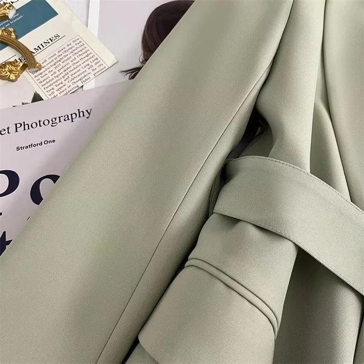 2024 Spring Autumn Suit Jacket Office Lady Fashion Elegant Commute Long Sleeve Lace Up Coat For Women 2024 Female Black Tops