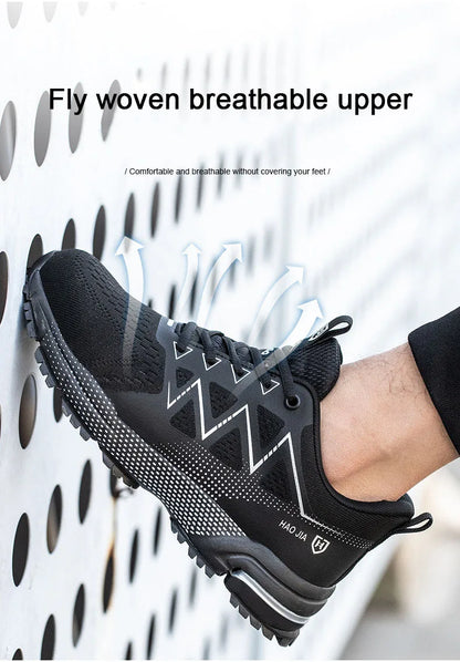 Oulylan Puncture Proof Work Safety Boots Man Breathable Work Shoes Male Men's Fashion Safety Shoes  Steel Toe Sneakers