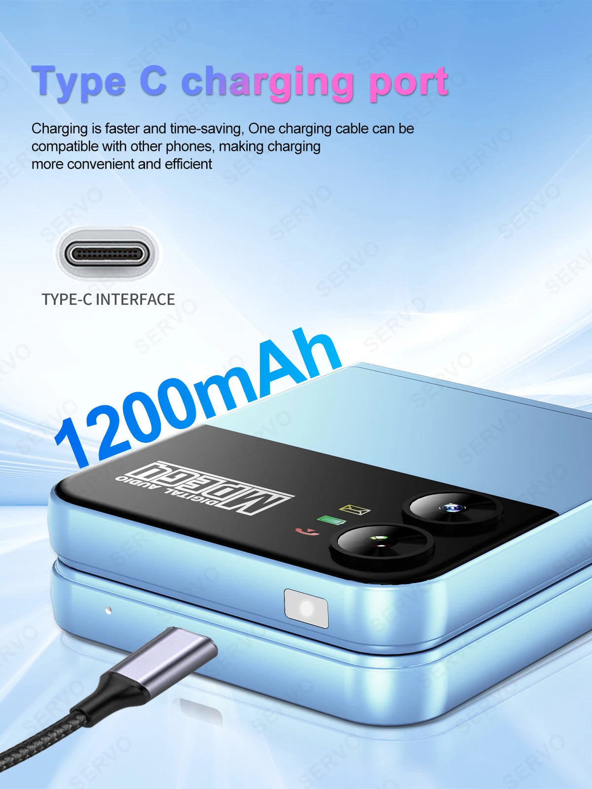 SERVO 4 SIM Fashionable Flip Cellular Phone Speed Dial Flashlight Magic Voice FM Radio 2G GSM Foldable Mobile Phone Type-C 2.6"