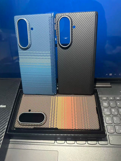 Genuine Aramid Carbon Fiber Magsafe Case for Samsung Galaxy Z Fold 6 Fold 7 Matte Bulletproof Thin Hard Magnetic Wireless Cover