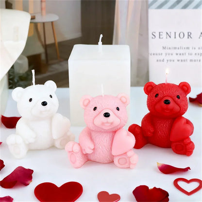 Couple Bear Candle Mold Couple Embrace Bear Silicone Mold 3D Teddy Bear Candle Making Mold for Valentine's Day Birthday Gift