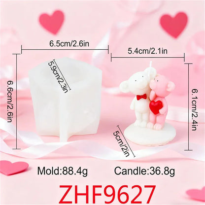 Couple Bear Candle Mold Couple Embrace Bear Silicone Mold 3D Teddy Bear Candle Making Mold for Valentine's Day Birthday Gift