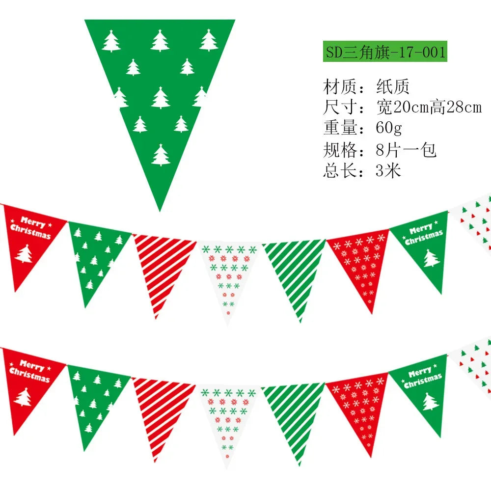 Christmas Banner Tree Ornaments Merry Decoration for Home 2025 Santa Claus Pendant Xmas Gifts New Year 2026 Flag Party Pulling
